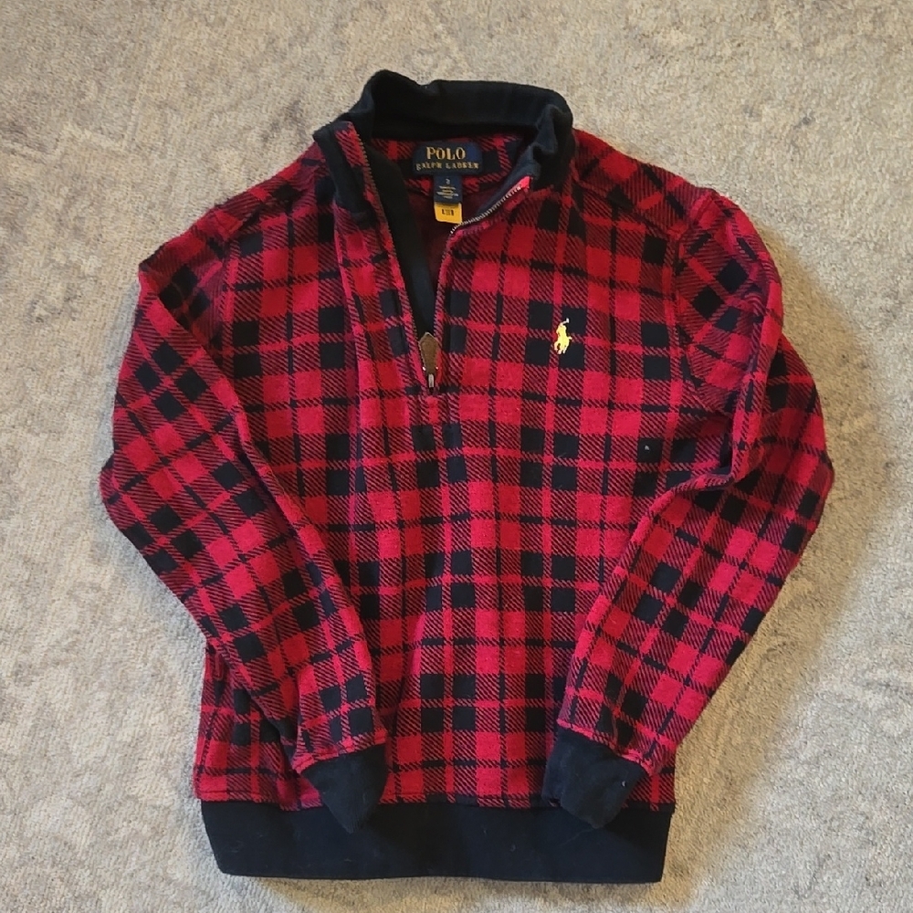 Polo by Ralph Lauren Men's Red and Black Plaid Sweater